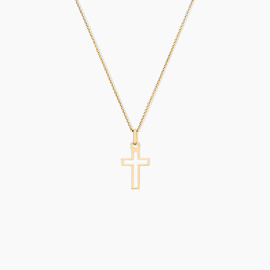 Pendentif Alyssa Croix Or Jaune - Pendentifs Baptême Famille | Histoire d’Or