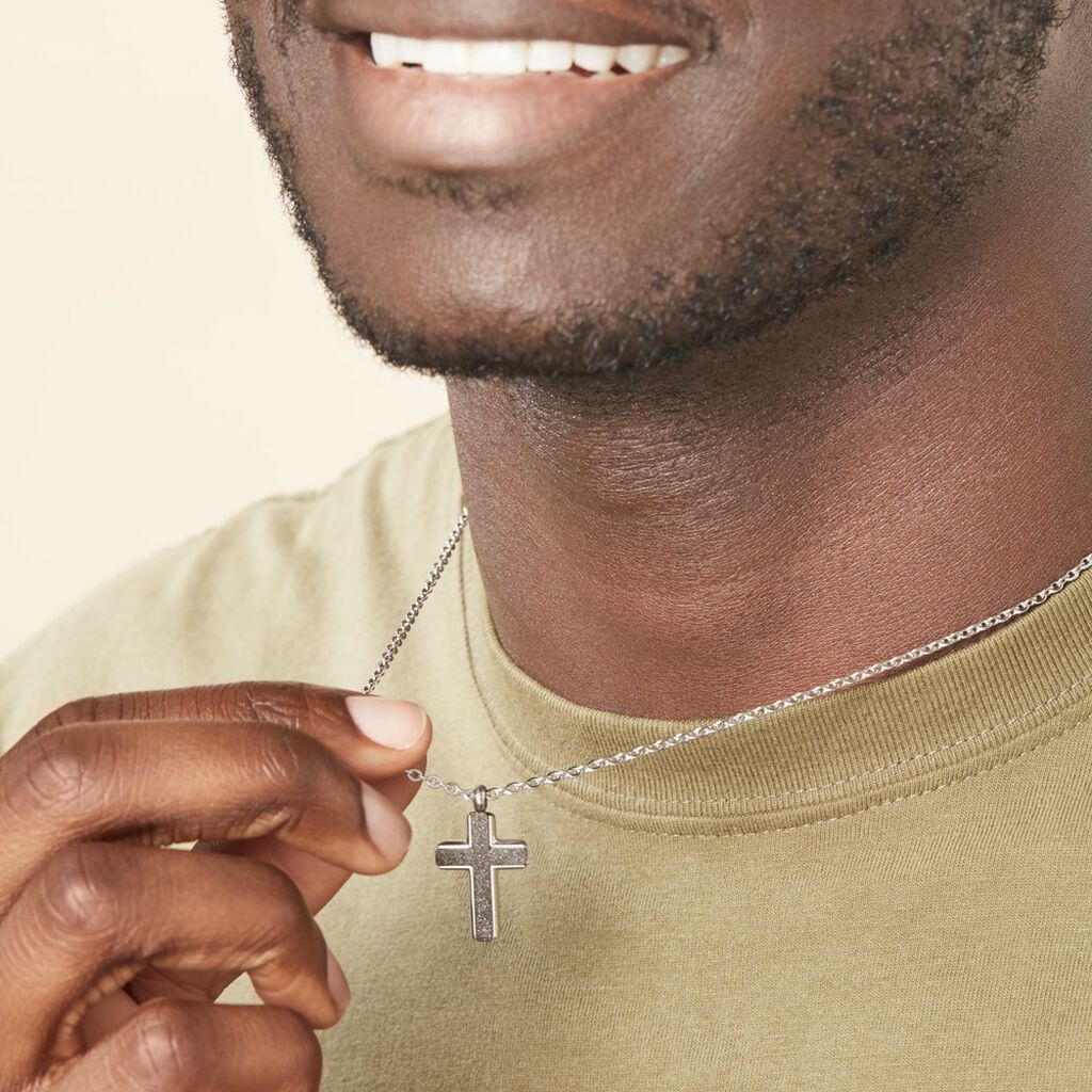 Collier Moletee Acier Blanc - Colliers fantaisie Homme | Histoire d’Or