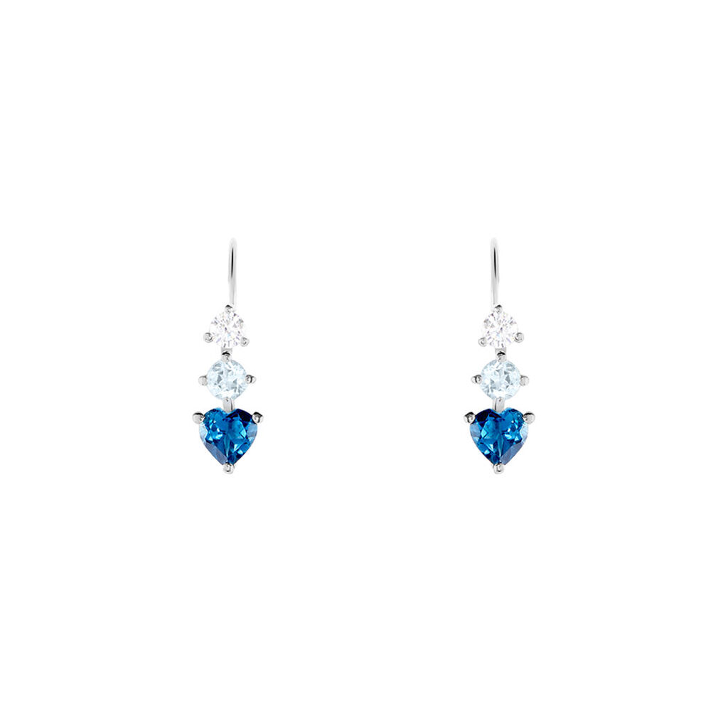 Boucles D'oreilles Lauressa Or Blanc Topaze Bleu Oxyde - Clous d'oreilles Femme | Histoire d&rsquo;Or