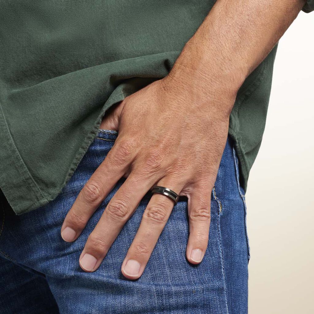 Bague Phebus Him Cosme Acier Noir - Bagues fantaisie Homme | Histoire d’Or