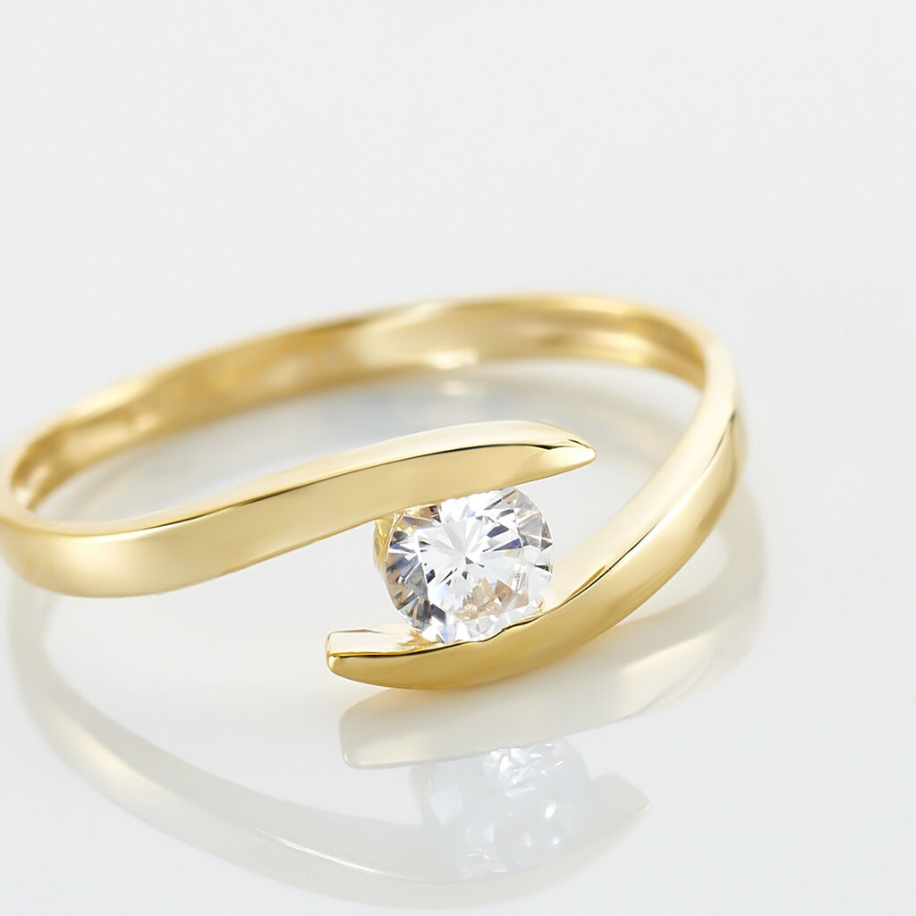 Bague Solitaire Camilia Or Jaune Oxyde De Zirconium - Bagues solitaires Femme | Histoire d&rsquo;Or