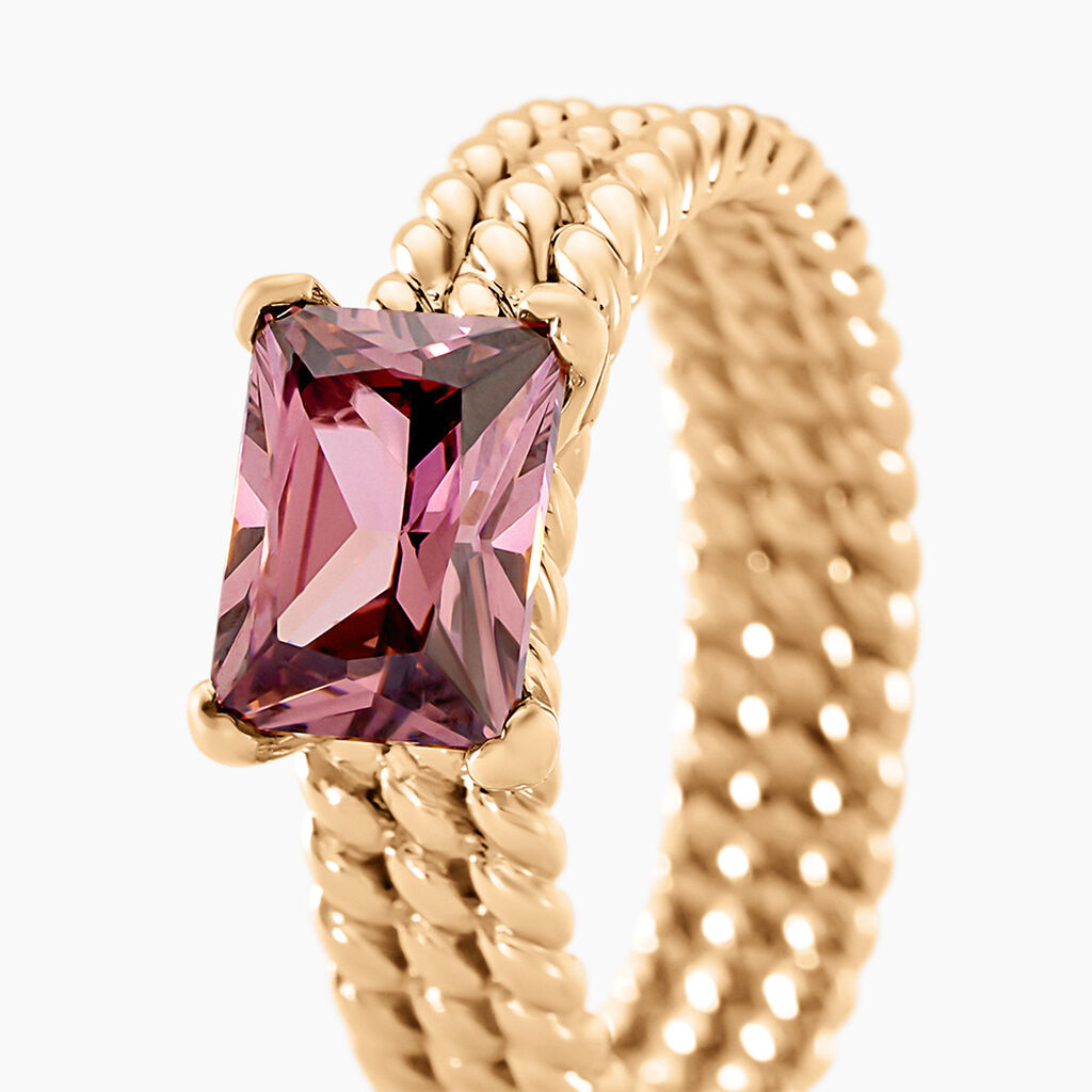 Bague Luccia Plaqué Or Doré Pierre D'imitation - Bagues solitaires Femme | Histoire d’Or
