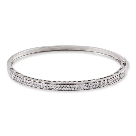 Bracelet Jonc Cl&eacute;lya Argent Blanc Oxyde De Zirconium - Bracelets joncs Femme | Histoire d&rsquo;Or