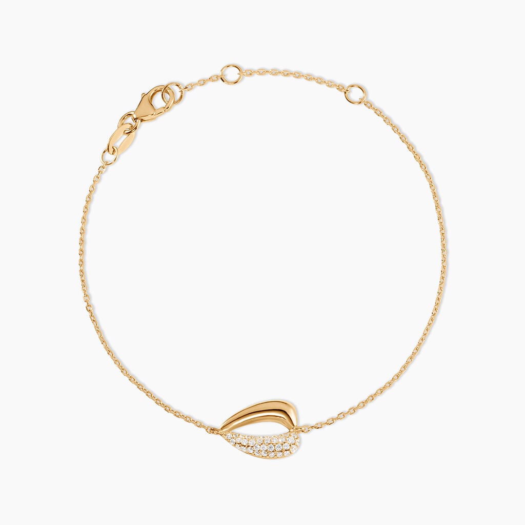 Bracelet Shiny Bold Plaqu&eacute; Or Jaune Oxyde De Zirconium - Bracelets Pierre Femme | Histoire d&rsquo;Or