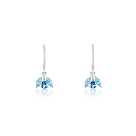 Boucles D'oreilles Pendantes Spring Or Blanc Topaze Oxyde De Zirconium - Boucles d'oreilles pendantes Femme | Histoire d’Or