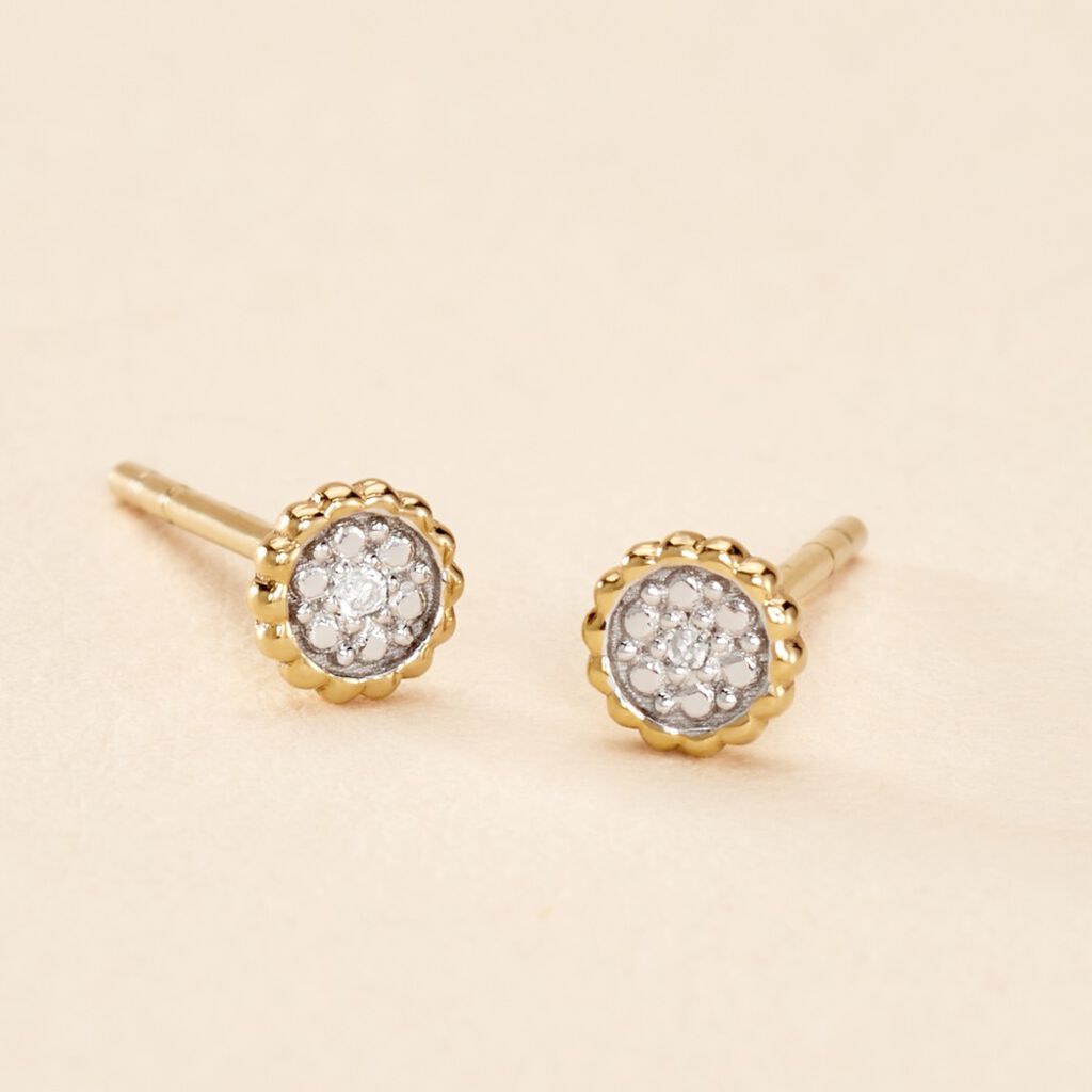 Boucles D'oreilles Puces Mon 1er Diamant Or Jaune Diamant - Clous d'oreilles Femme | Histoire d’Or