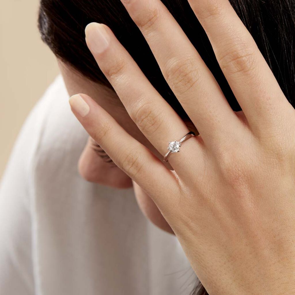 Bague Solitaire Veronika Or Blanc Diamant - Bagues solitaires Femme | Histoire d’Or