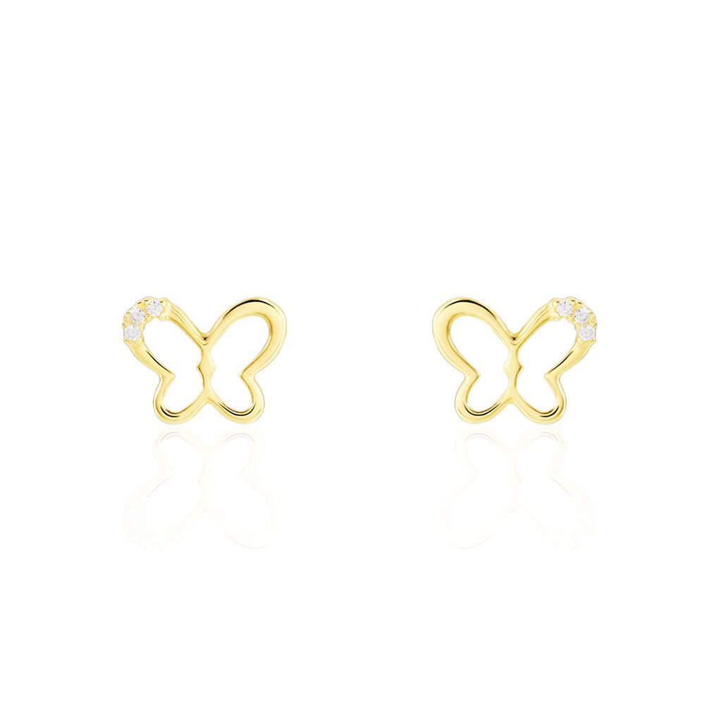 Boucles D'oreilles Puces Camomille Or Jaune Oxyde De Zirconium - Clous d'oreilles Enfant | Histoire d’Or