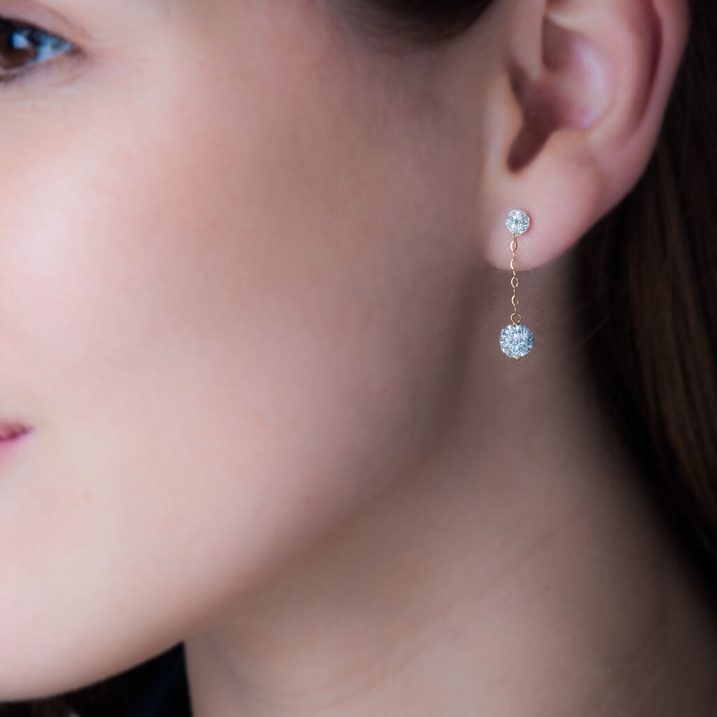 Boucles D'oreilles Pendantes Athena Or Jaune Strass - Boucles d'oreilles pendantes Femme | Histoire d&rsquo;Or