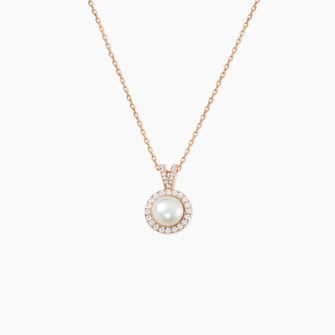 Collier Olivia Argent Rose Perle De Culture Et Oxyde De Zirconium - Colliers fantaisie Femme | Histoire d&rsquo;Or