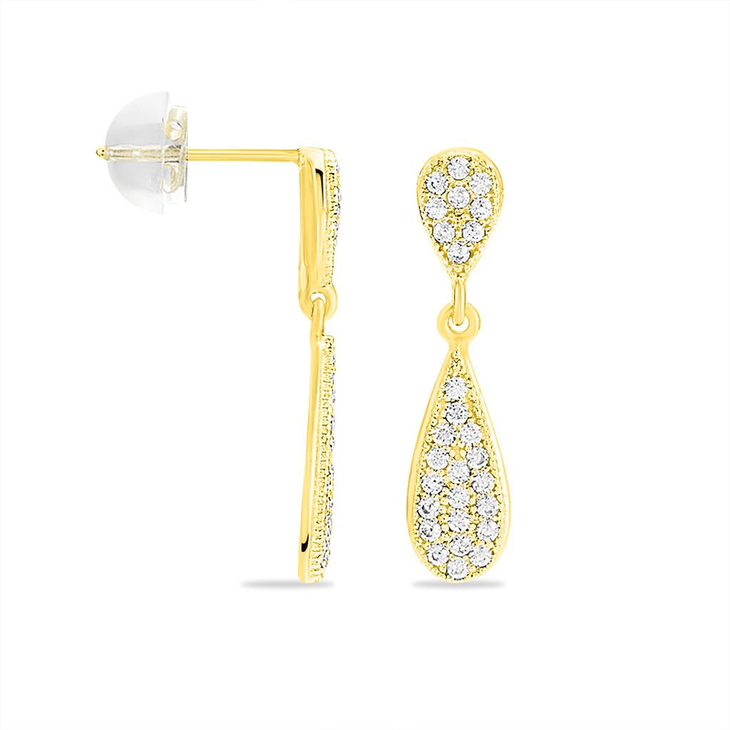 Boucles D'oreilles Pendantes Reiko Or Jaune Oxyde De Zirconium - Boucles d'oreilles pendantes Femme | Histoire d’Or
