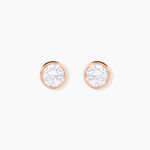 Boucles D'oreilles Puces Elda Serti Clos Or Rose Oxyde De Zirconium - Clous d'oreilles Femme | Histoire d&rsquo;Or