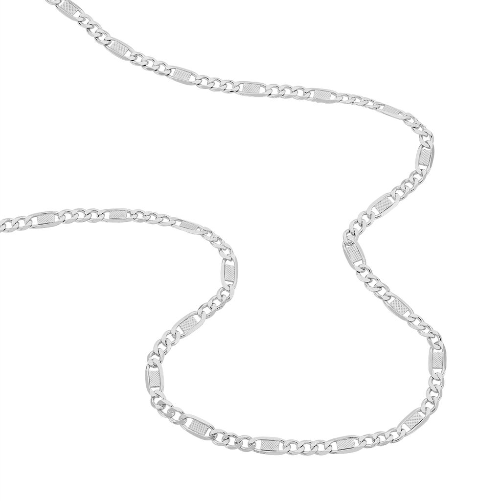 Collier Jeremi Maille Alternee 1/3 Et Plaquettes Argent Blanc - Chaines Femme | Histoire d’Or