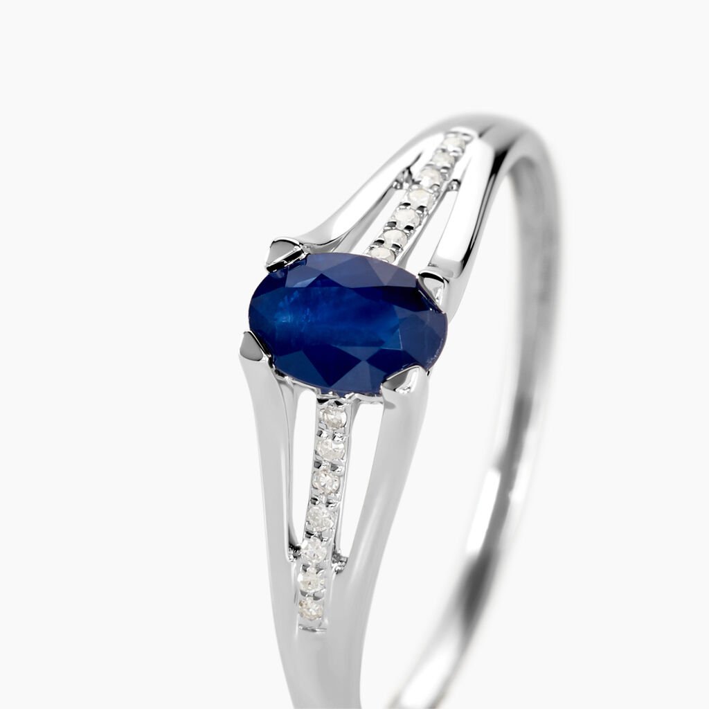 Bague Denise Or Blanc Saphir Et Diamant - Bagues solitaires Femme | Histoire d&rsquo;Or