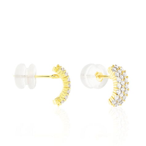 Boucles D'oreilles Jacquelene Rondes Or Jaune Oxyde De Zirconium - Boucles d'oreilles créoles Femme | Histoire d’Or