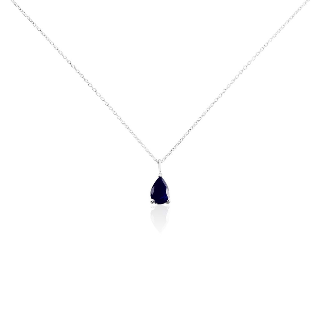 Collier Or Blanc Goutte Saphir - Colliers Femme | Histoire d’Or
