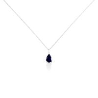 Collier Or Blanc Goutte Saphir