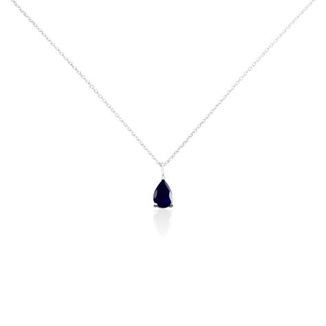 Collier Or Blanc Goutte Saphir - Colliers Femme | Histoire d’Or