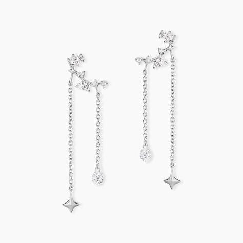 Boucles D'oreilles Puces Claodia Argent Blanc Oxyde De Zirconium - Boucles d'oreilles fantaisie Femme | Histoire d&rsquo;Or