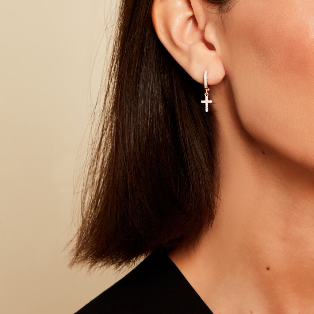 Créoles Plaqué Or Jaune Jenny Oxydes De Zirconium - Boucles d'oreilles créoles Femme | Histoire d’Or
