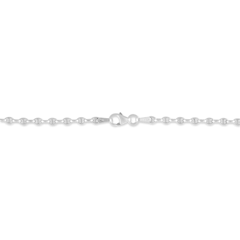Bracelet Capucin Or Blanc Maille Marine Plate - Bracelets chaîne Femme | Histoire d’Or