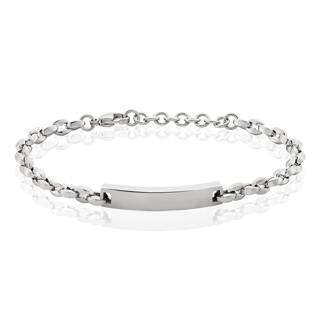 Bracelet Identite Acier Blanc Daryl - Gourmettes Homme | Histoire d’Or