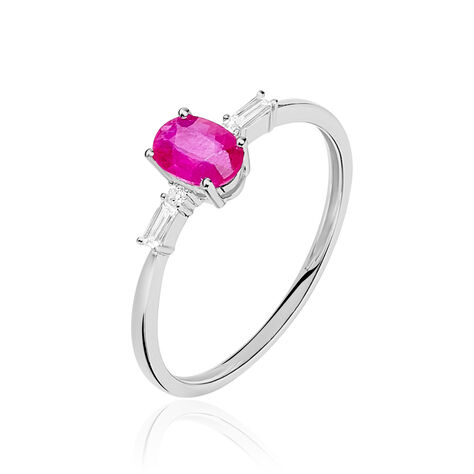 Bague Or Blanc Rubis Et Diamant - Bagues solitaires Femme | Histoire d’Or