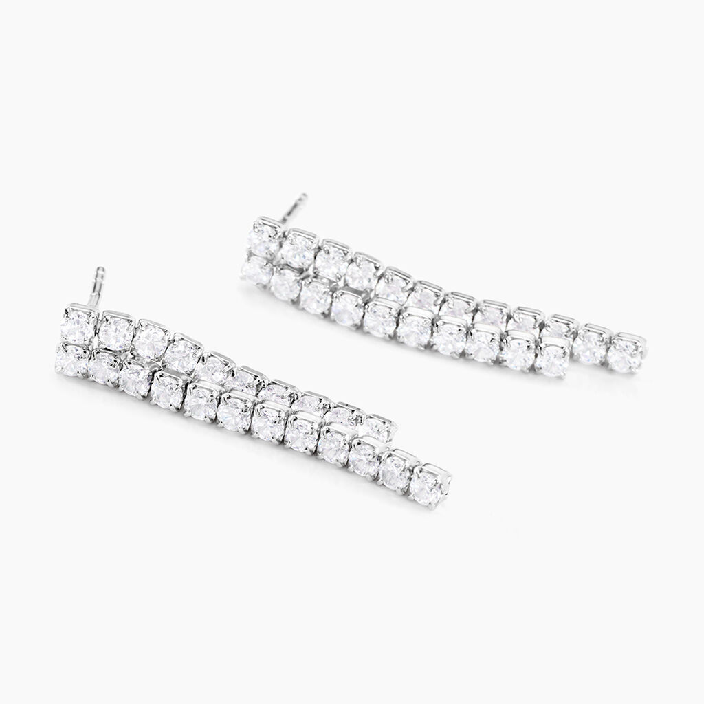 Boucles D'oreilles Pendantes Louann Argent Blanc Oxyde De Zirconium - Boucles d'oreilles fantaisie Femme | Histoire d&rsquo;Or