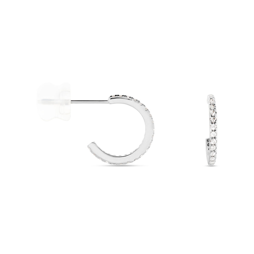 Créoles Or Blanc Brodie Oxyde De Zirconium - Boucles d'oreilles créoles Femme | Histoire d’Or