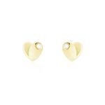 Boucles D'oreilles Puces Freddie Coeur Plein Or Jaune Oxyde De Zirconium - Clous d'oreilles Famille | Histoire d&rsquo;Or