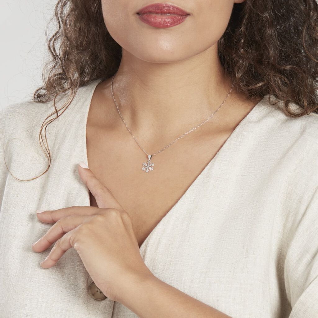 Pendentif Herbertine Flocon Or Blanc - Pendentifs Femme | Histoire d’Or