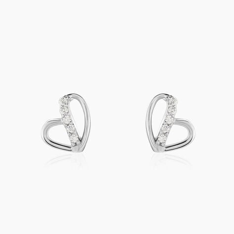 Boucles D'oreilles Puces Arika Argent Blanc Oxyde De Zirconium - Boucles d'oreilles fantaisie Femme | Histoire d&rsquo;Or