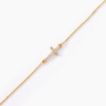 Bracelet Cobeia Croix Maille For&ccedil;at Or Jaune Oxyde De Zirconium - Bracelets Communion Femme | Histoire d&rsquo;Or