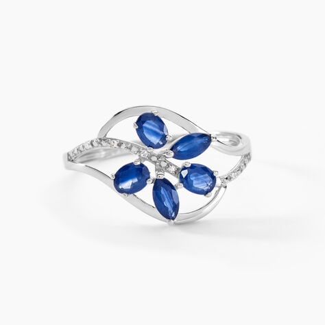 Bague Orchidee Or Blanc Saphir Diamant - Bagues avec pierre Femme | Histoire d&rsquo;Or