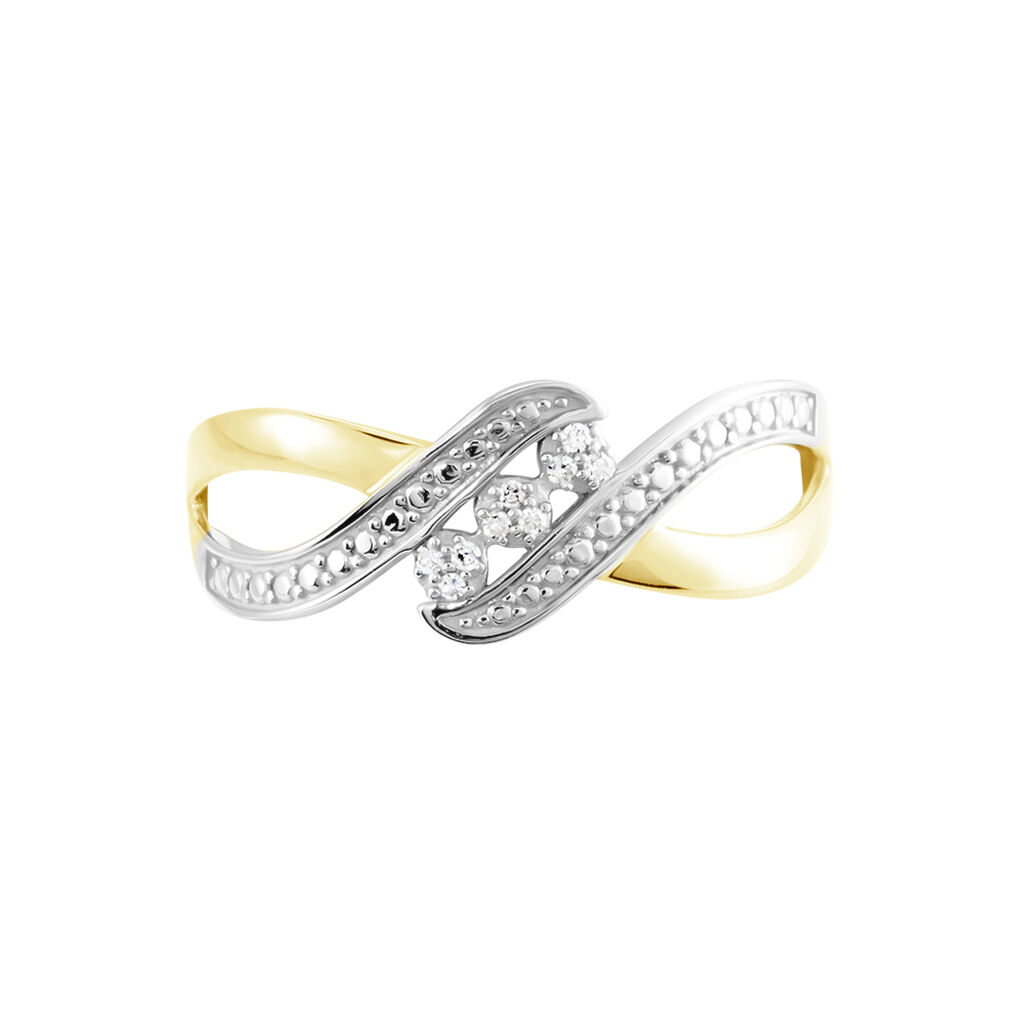 Bague Or Bicolore Aatu Diamants - Bagues avec pierre Femme | Histoire d’Or