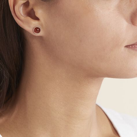 Boucles D'oreilles Puces Argent Blanc Majdeline Ambre - Boucles d'oreilles fantaisie Femme | Histoire d’Or