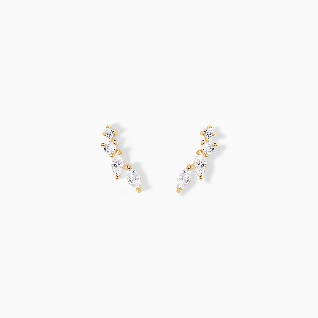 Boucles D'oreilles Puces Iuliana Or Jaune Oxyde De Zirconium - Clous d'oreilles Femme | Histoire d&rsquo;Or