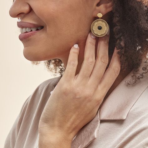 Boucles D'oreilles Pendantes Acier Doré Staffan Agate - Boucles d'oreilles fantaisie Femme | Histoire d’Or