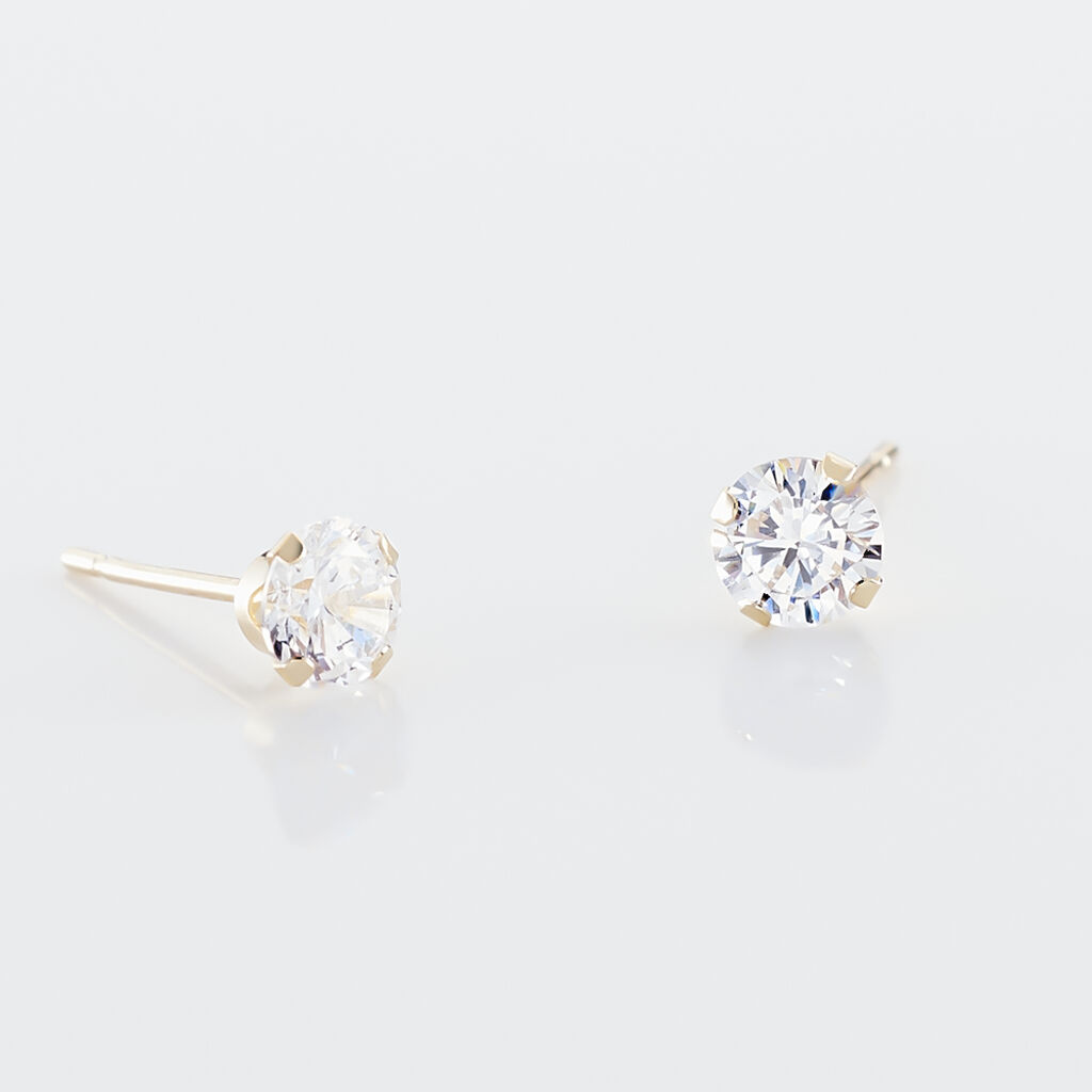 Boucles D'oreilles Puces Eddie Or Jaune Oxyde De Zirconium - Clous d'oreilles Femme | Histoire d&rsquo;Or