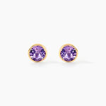 Boucles D'oreilles Puces Parmeclos Or Jaune Amethyste - Clous d'oreilles Femme | Histoire d&rsquo;Or