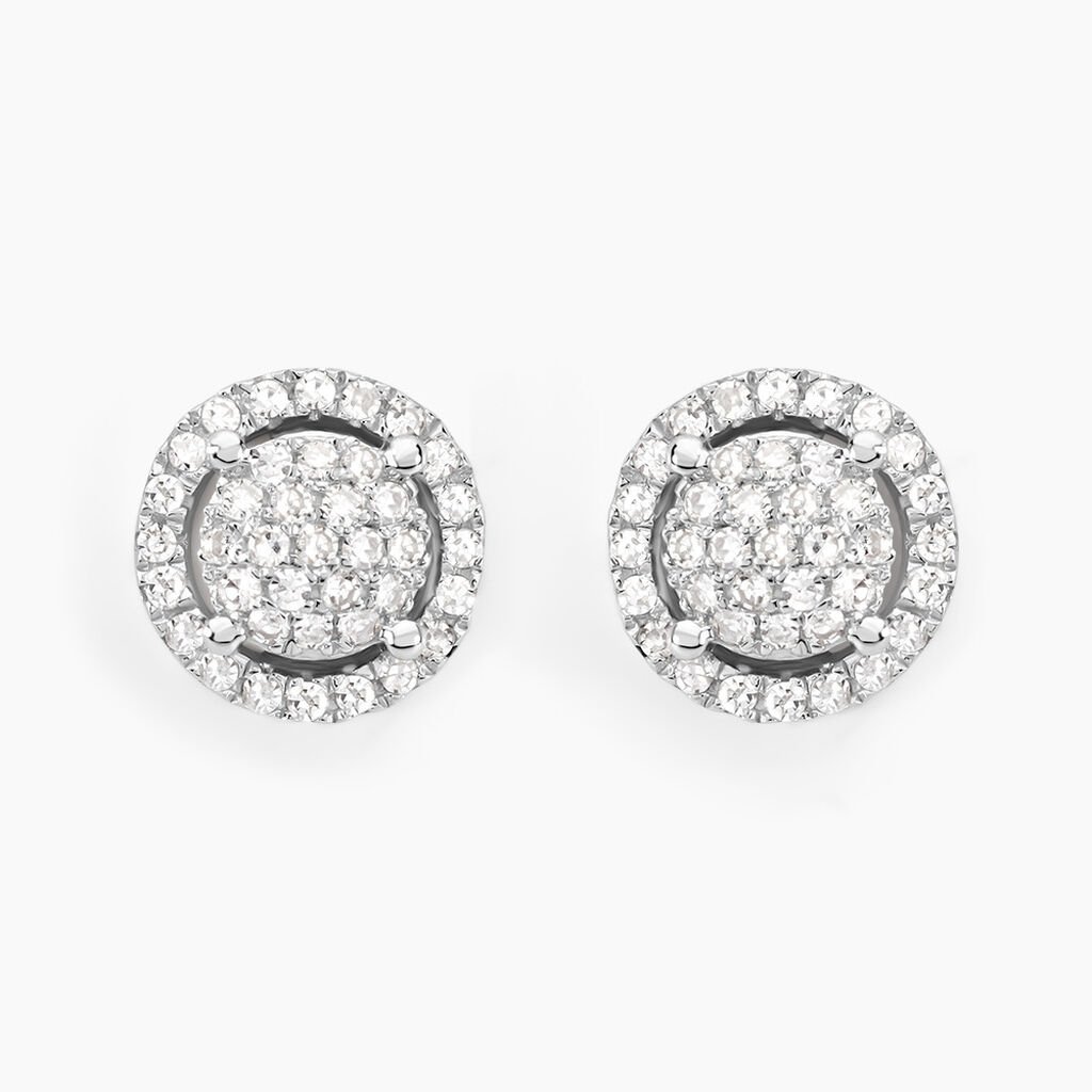 Boucles D'oreilles Puces Soleil D'hiver Or Blanc Diamant - Clous d'oreilles Femme | Histoire d&rsquo;Or