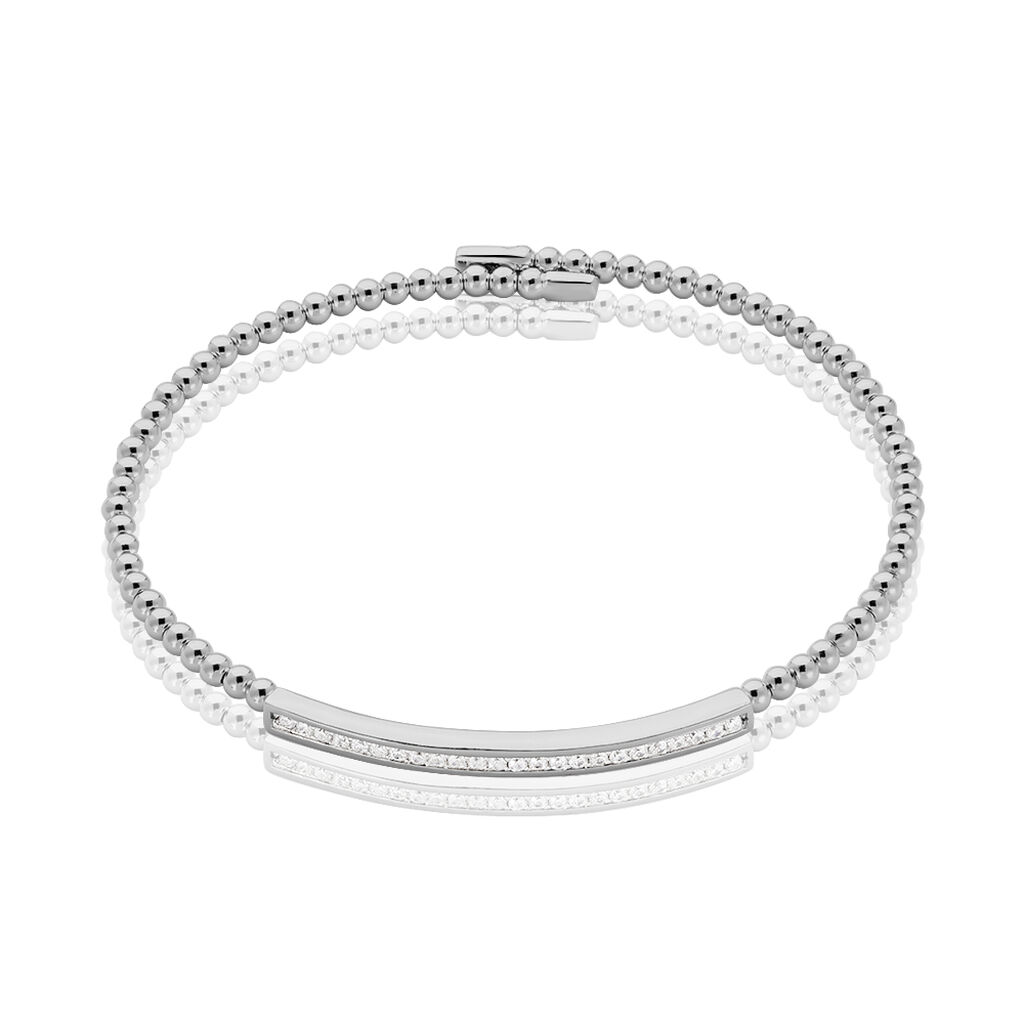 Bracelet Jonc Fuerza Argent Blanc Oxyde De Zirconium