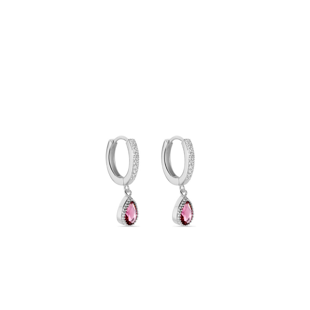 Creoles Jerusha Argent Blanc Oxydes De Zirconium - Boucles d'oreilles créoles Femme | Histoire d’Or
