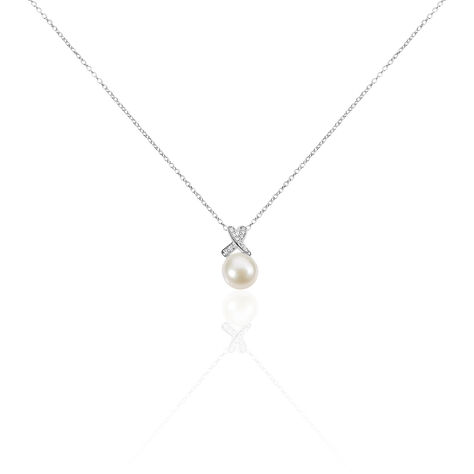 Collier Sathine Argent Blanc Perle De Culture Et Oxyde De Zirconium - Colliers fantaisie Femme | Histoire d’Or