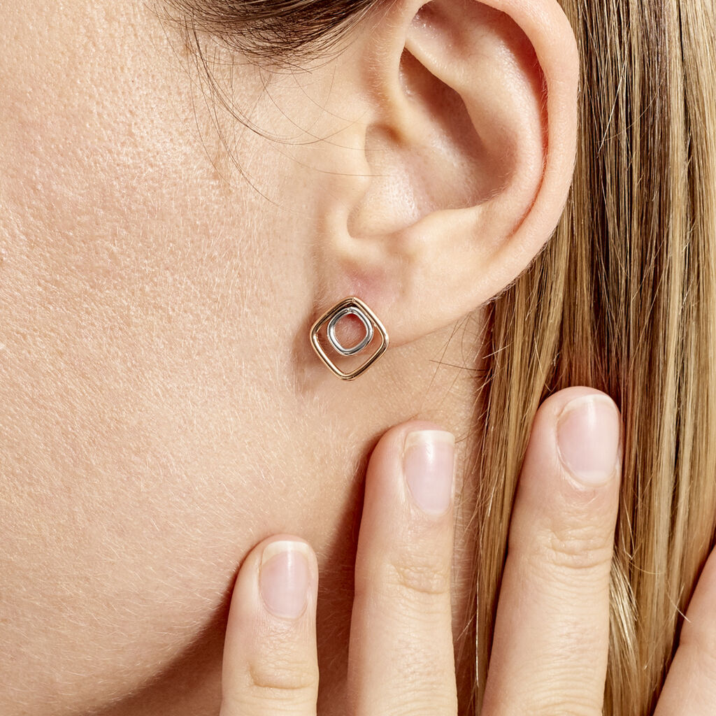 Boucles D'oreilles Pendantes Artahe Carree Or Bicolore - Boucles d'oreilles pendantes Femme | Histoire d’Or