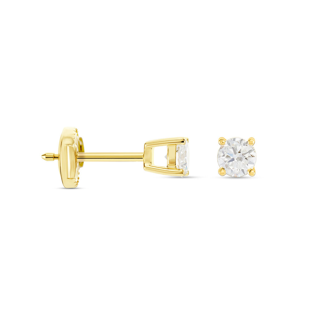Boucles D'oreilles Puces One Or Jaune Diamants - Clous d'oreilles Femme | Histoire d&rsquo;Or