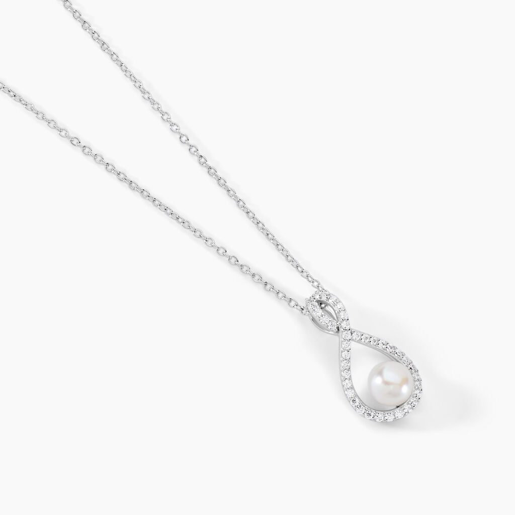 Collier Rozane Argent Blanc Perle De Culture Et Oxyde De Zirconium - Colliers fantaisie Femme | Histoire d&rsquo;Or