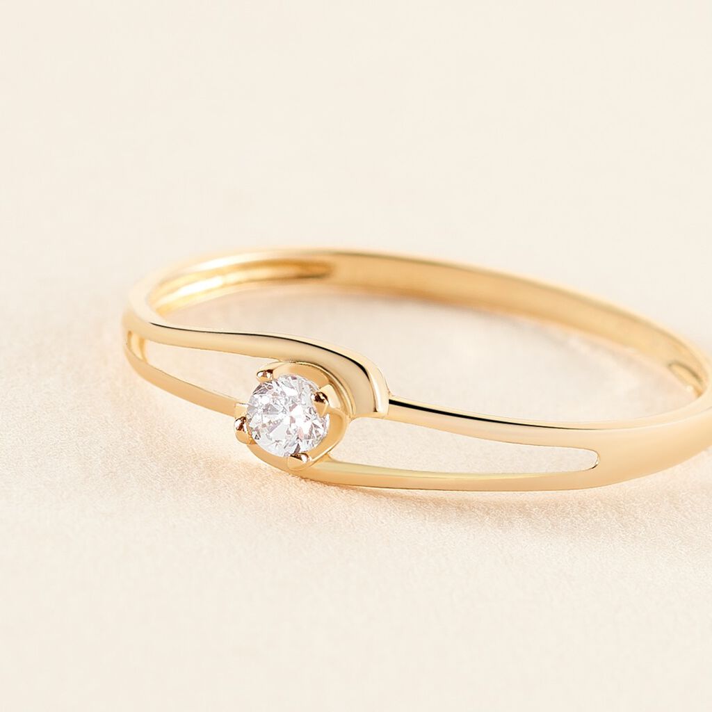 Bague Veroucha Or Jaune Oxyde De Zirconium - Bagues solitaires Femme | Histoire d&rsquo;Or