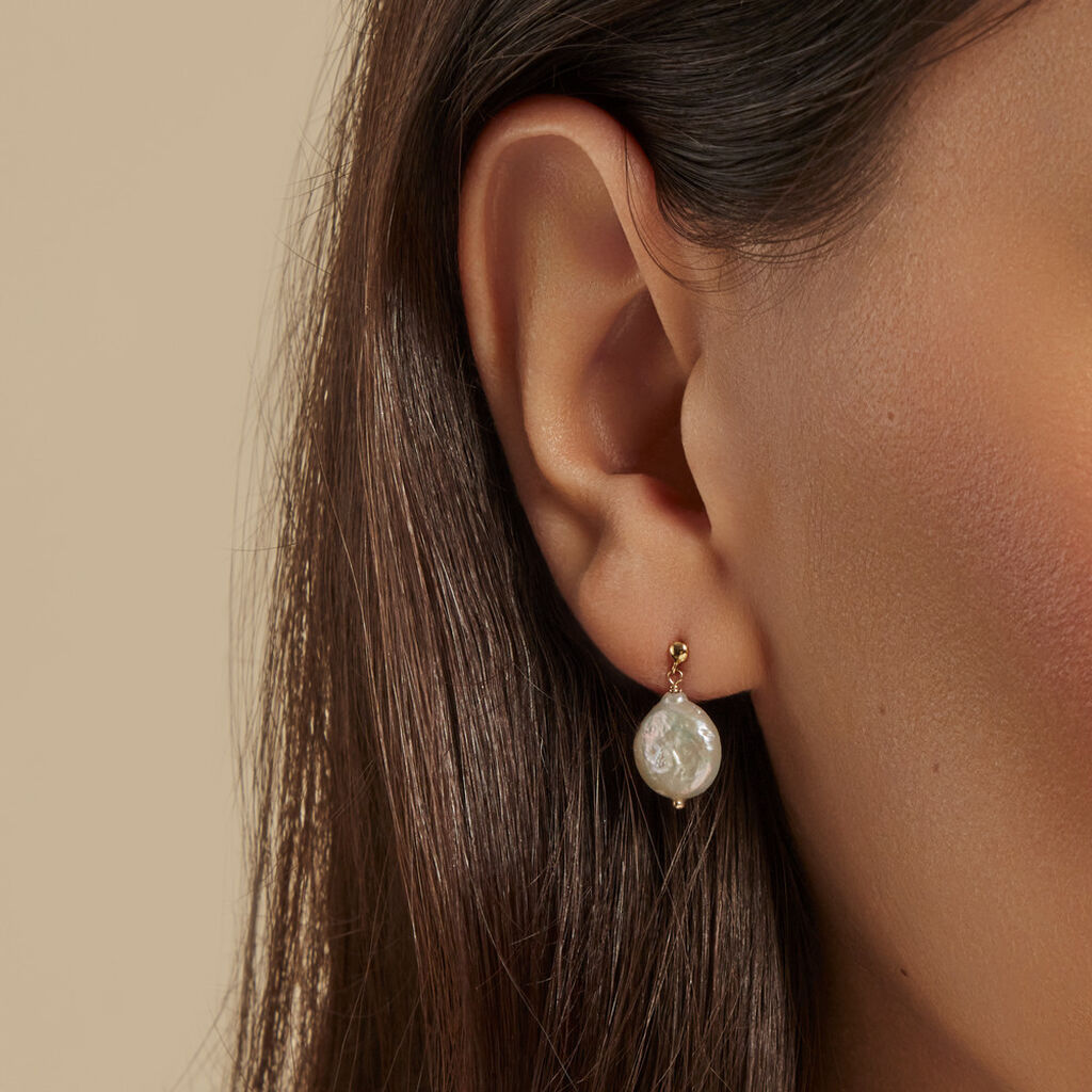 Boucles D'oreilles Pendantes Baroka Or Jaune Perle De Culture - Boucles d'oreilles pendantes Femme | Histoire d’Or