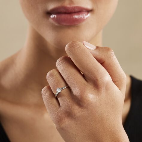 Bague Solitaire Natalia Or Blanc Diamant Synthetique - Bagues solitaires Femme | Histoire d’Or
